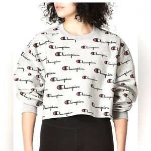 Champion Women's Gray Logo cropped Sweatshirt size medium